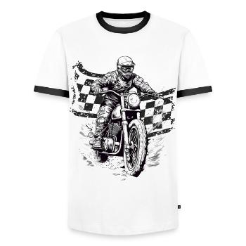Motorcross Biker Motorrad Enduro Motorcross Dirt - Männer Kontrast-T-Shirt - Weiß/Schwarz - Vorne - AI Model Female 172 light (172cm) & AI Model Male 178 dark (178cm)
