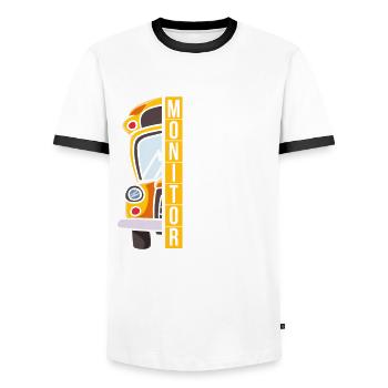 Schulbusfahrer Busfahrer Busbegleiter - Männer Kontrast-T-Shirt - Weiß/Schwarz - Vorne - AI Model Female 172 light (172cm) & AI Model Male 178 dark (178cm)