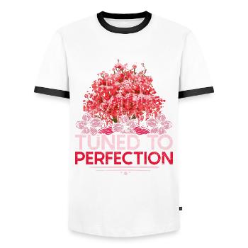 Motorsport Car Tuning Tuned To Perfection - Men's Ringer Shirt - white/black - Front - AI Model Female 172 light (172cm) & AI Model Male 178 dark (178cm)