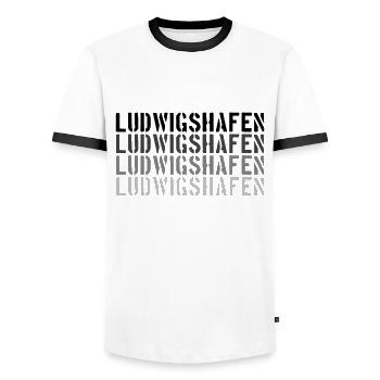 Ludwigshafen - Men's Ringer Shirt - white/black - Front - AI Model Female 172 light (172cm) & AI Model Male 178 dark (178cm)