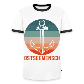 Ostseeküste Ostseemensch Ostsee - Männer Kontrast-T-Shirt - Weiß/Schwarz - Vorne - AI Model Female 172 light (172cm) & AI Model Male 178 dark (178cm)