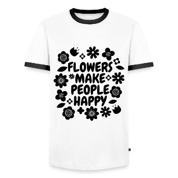 Les fleurs rendent les gens heureux Fleuriste Bouquet Fleuristes - T-shirt contrasté Homme - blanc/noir - Devant - AI Model Female 172 light (172cm) & AI Model Male 178 dark (178cm)