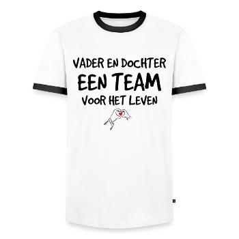 Vader en dochter voor het leven - Männer Kontrast-T-Shirt - Weiß/Schwarz - Vorne - AI Model Female 172 light (172cm) & AI Model Male 178 dark (178cm)