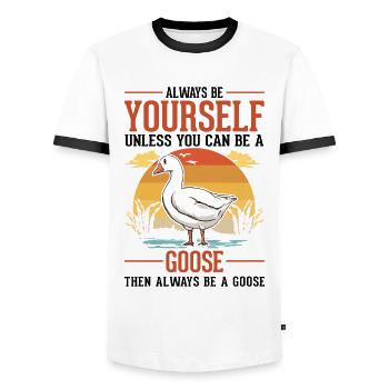 Oies Cadeau Goose Lovers Goose Éleveurs d’oies - T-shirt contrasté Homme - blanc/noir - Devant - AI Model Female 172 light (172cm) & AI Model Male 178 dark (178cm)