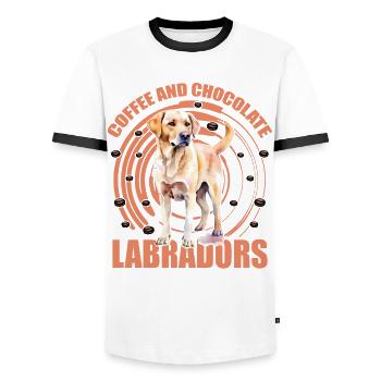 Coffee and Choclate Labradors - Männer Kontrast-T-Shirt - Weiß/Schwarz - Vorne - AI Model Female 172 light (172cm) & AI Model Male 178 dark (178cm)
