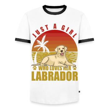 Juste une fille qui aime son Labrador - T-shirt contrasté Homme - blanc/noir - Devant - AI Model Female 172 light (172cm) & AI Model Male 178 dark (178cm)
