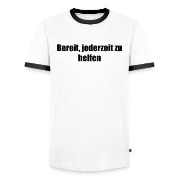 Feuerwehr - Bereit, jederzeit zu helfen - Männer Kontrast-T-Shirt - Weiß/Schwarz - Vorne - AI Model Female 172 light (172cm) & AI Model Male 178 dark (178cm)