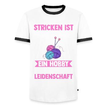 Häkeln Nähen Stricken - Männer Kontrast-T-Shirt - Weiß/Schwarz - Vorne - AI Model Female 172 light (172cm) & AI Model Male 178 dark (178cm)