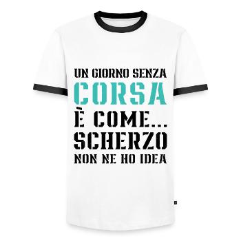 Une journée sans courir entraînement sportif - T-shirt contrasté Homme - blanc/noir - Devant - AI Model Female 172 light (172cm) & AI Model Male 178 dark (178cm)