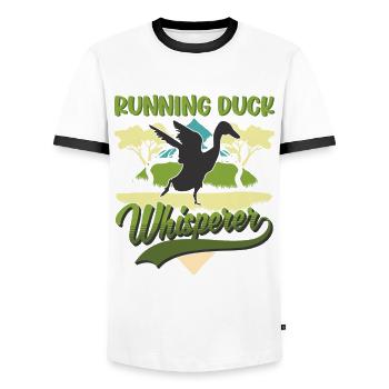 Running Duck Whisperer Running Duck - T-shirt contrasté Homme - blanc/noir - Devant - AI Model Female 172 light (172cm) & AI Model Male 178 dark (178cm)