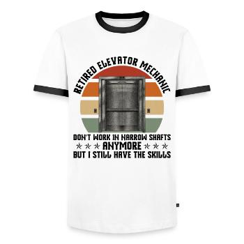 Aufzugstechniker-design Für - Men's Ringer Shirt - white/black - Front - AI Model Female 172 light (172cm) & AI Model Male 178 dark (178cm)