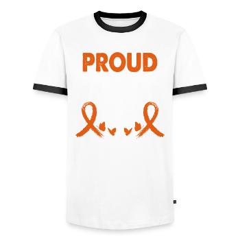 Sister of Adhd Syndrome Warrior Awareness - Men's Ringer Shirt - white/black - Front - AI Model Female 172 light (172cm) & AI Model Male 178 dark (178cm)