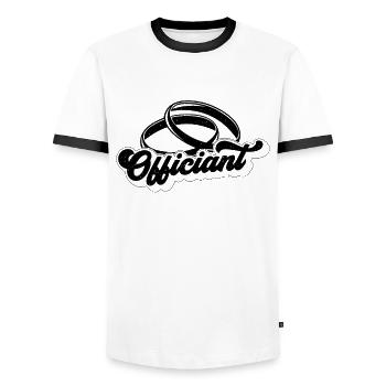 Officiant Conseiller ordonné Célébrant de mariage - T-shirt contrasté Homme - blanc/noir - Devant - AI Model Female 172 light (172cm) & AI Model Male 178 dark (178cm)