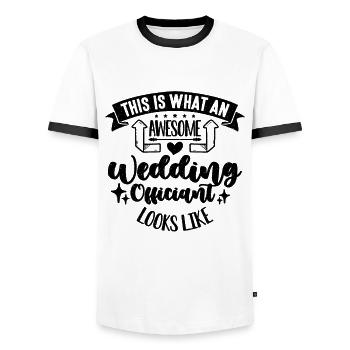 C’est ce qu’un célébrant ordonné de mariage génial - T-shirt contrasté Homme - blanc/noir - Devant - AI Model Female 172 light (172cm) & AI Model Male 178 dark (178cm)