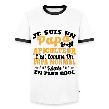 Papa et apiculteur - T-shirt contrasté Homme - blanc/noir - Devant - AI Model Female 172 light (172cm) & AI Model Male 178 dark (178cm)