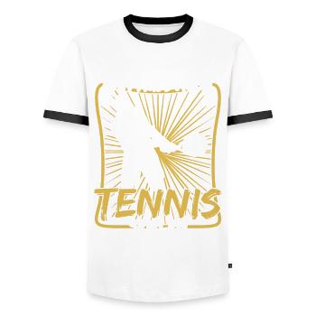Tennis Tennisspieler Tennisspiel - Männer Kontrast-T-Shirt - Weiß/Schwarz - Vorne - AI Model Female 172 light (172cm) & AI Model Male 178 dark (178cm)