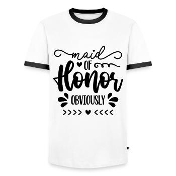 Maid Of Honor Obviously Wedding Party Bridesmaid - Männer Kontrast-T-Shirt - Weiß/Schwarz - Vorne - AI Model Female 172 light (172cm) & AI Model Male 178 dark (178cm)