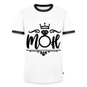 MOH Wedding Party Bachelorette Maid Of Honneurs - T-shirt contrasté Homme - blanc/noir - Devant - AI Model Female 172 light (172cm) & AI Model Male 178 dark (178cm)