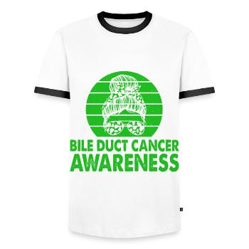 Mois de la sensibilisation au cancer des canaux biliaires de l’Escouade de soutien - T-shirt contrasté Homme - blanc/noir - Devant - AI Model Female 172 light (172cm) & AI Model Male 178 dark (178cm)