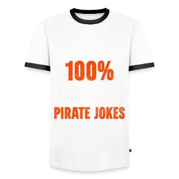 Leg prosthesis leg amputee Pirate Jokes - Men's Ringer Shirt - white/black - Front - AI Model Female 172 light (172cm) & AI Model Male 178 dark (178cm)