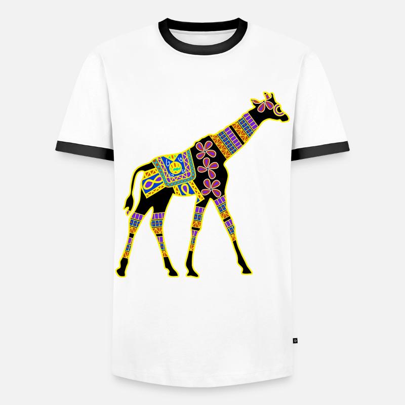 Giraffe Pattern Giraffe - Men's Ringer Shirt - white/black