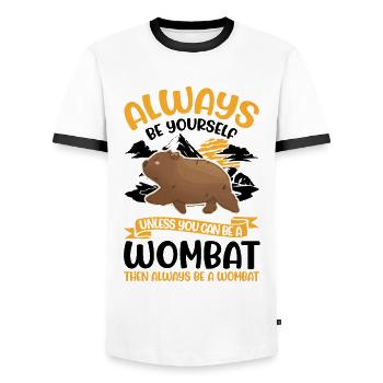 Always be yourself Wombat - Men's Ringer Shirt - white/black - Front - AI Model Female 172 light (172cm) & AI Model Male 178 dark (178cm)