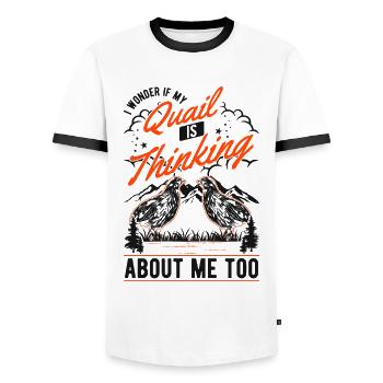 Warnung Wachtel Wachtelzucht Wachtelzüchter - Männer Kontrast-T-Shirt - Weiß/Schwarz - Vorne - AI Model Female 172 light (172cm) & AI Model Male 178 dark (178cm)