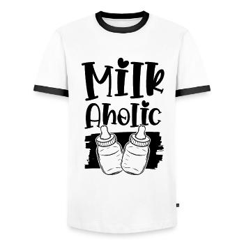 Lait pour bébé - T-shirt contrasté Homme - blanc/noir - Devant - AI Model Female 172 light (172cm) & AI Model Male 178 dark (178cm)