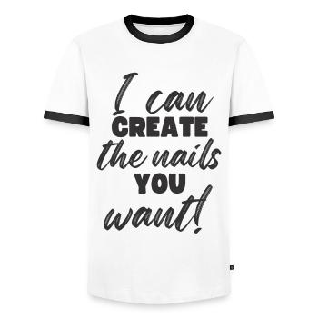 I create the nails you want manicure - Men's Ringer Shirt - white/black - Front - AI Model Female 172 light (172cm) & AI Model Male 178 dark (178cm)