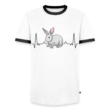 Rabbit Heartbeat Bunny - Men's Ringer Shirt - white/black - Front - AI Model Female 172 light (172cm) & AI Model Male 178 dark (178cm)