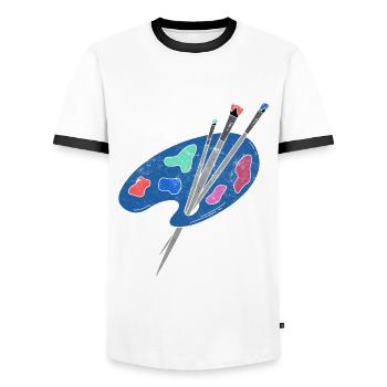 Maler Zeichner für Künstler - Männer Kontrast-T-Shirt - Weiß/Schwarz - Vorne - AI Model Female 172 light (172cm) & AI Model Male 178 dark (178cm)