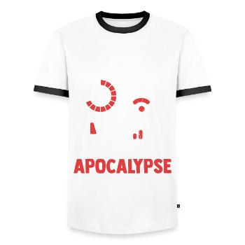 Die vier Reiter der modernen Apocalypse - Männer Kontrast-T-Shirt - Weiß/Schwarz - Vorne - AI Model Female 172 light (172cm) & AI Model Male 178 dark (178cm)