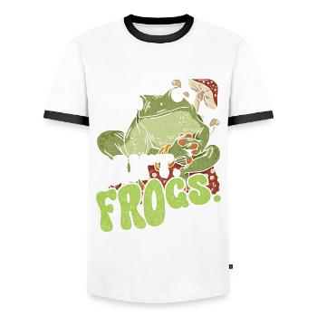 Frog : Désolé. Ne. Grenouilles. Au revoir. Éleveurs de grenouilles - T-shirt contrasté Homme - blanc/noir - Devant - AI Model Female 172 light (172cm) & AI Model Male 178 dark (178cm)