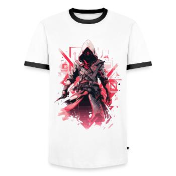 Epic Gamer Cyber Assassin Digital en rouge - T-shirt contrasté Homme - blanc/noir - Devant - AI Model Female 172 light (172cm) & AI Model Male 178 dark (178cm)