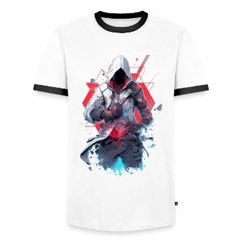 Epic Gamer Cyber Assassin avec Dark Face - T-shirt contrasté Homme - blanc/noir - Devant - AI Model Female 172 light (172cm) & AI Model Male 178 dark (178cm)