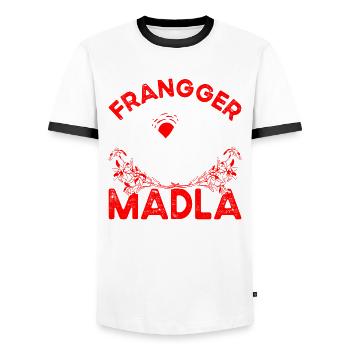 Fränkisch Franker Madla - Männer Kontrast-T-Shirt - Weiß/Schwarz - Vorne - AI Model Female 172 light (172cm) & AI Model Male 178 dark (178cm)