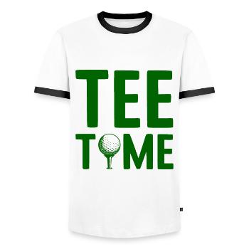 Golfplatz zum Golfen Golf - Männer Kontrast-T-Shirt - Weiß/Schwarz - Vorne - AI Model Female 172 light (172cm) & AI Model Male 178 dark (178cm)