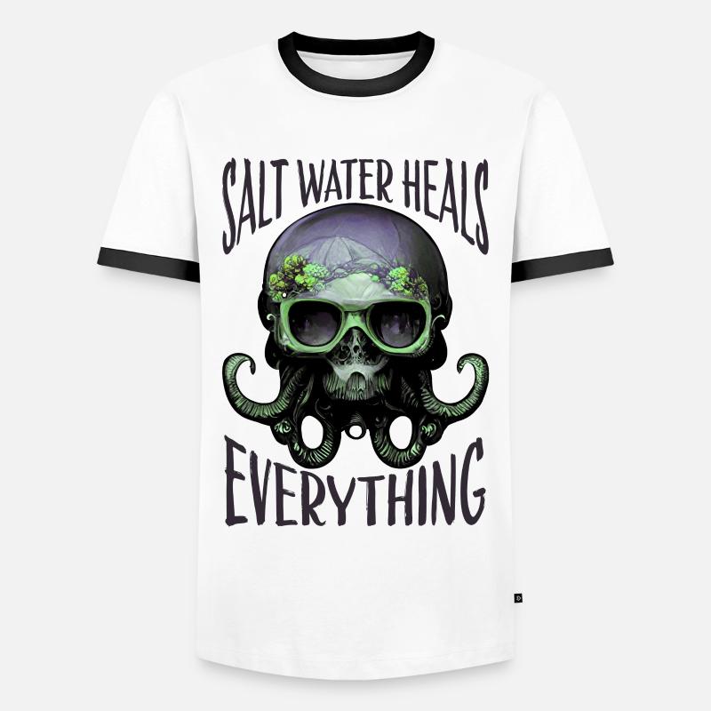 Octopus Skull Octopus Gift - Men's Ringer Shirt - white/black