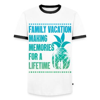 Vacances d’été en famille Créer des souvenirs - T-shirt contrasté Homme - blanc/noir - Devant - AI Model Female 172 light (172cm) & AI Model Male 178 dark (178cm)
