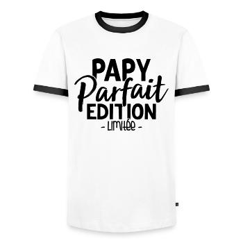 Papy Parfait Édition Limitée - T-shirt contrasté Homme - blanc/noir - Devant - AI Model Female 172 light (172cm) & AI Model Male 178 dark (178cm)