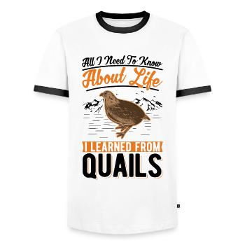 Cadeau Caille Eleveur de cailles - T-shirt contrasté Homme - blanc/noir - Devant - AI Model Female 172 light (172cm) & AI Model Male 178 dark (178cm)