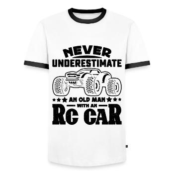 Never Underestimate An Old Man Model Car RC Racer - Men's Ringer Shirt - white/black - Front - AI Model Female 172 light (172cm) & AI Model Male 178 dark (178cm)