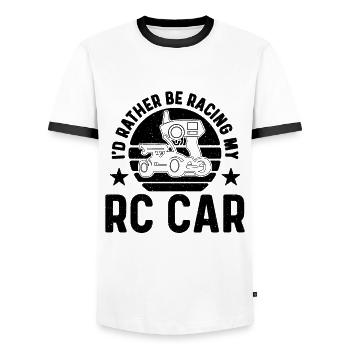 I'd Rather Be Racing My Retro Model Car RC Racer - Männer Kontrast-T-Shirt - Weiß/Schwarz - Vorne - AI Model Female 172 light (172cm) & AI Model Male 178 dark (178cm)