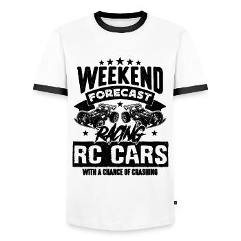 Weekend Forecast Racing Rc Model Maker RC Racer - Men's Ringer Shirt - white/black - Front - AI Model Female 172 light (172cm) & AI Model Male 178 dark (178cm)