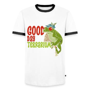 Grenouille aux yeux rouges Rainette - T-shirt contrasté Homme - blanc/noir - Devant - AI Model Female 172 light (172cm) & AI Model Male 178 dark (178cm)