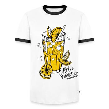 Summer Drink Cocktail Beach Holiday Gift - Men's Ringer Shirt - white/black - Front - AI Model Female 172 light (172cm) & AI Model Male 178 dark (178cm)