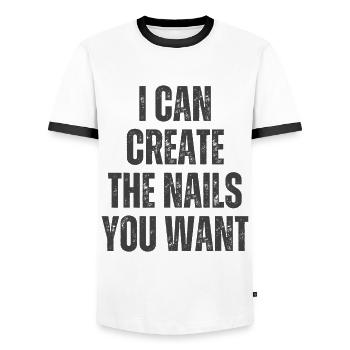 I create the nails you want manicure - Men's Ringer Shirt - white/black - Front - AI Model Female 172 light (172cm) & AI Model Male 178 dark (178cm)