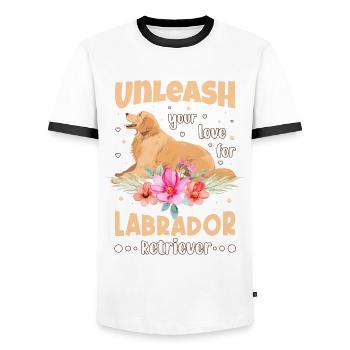 unleash your love for labrador retriever - Männer Kontrast-T-Shirt - Weiß/Schwarz - Vorne - AI Model Female 172 light (172cm) & AI Model Male 178 dark (178cm)