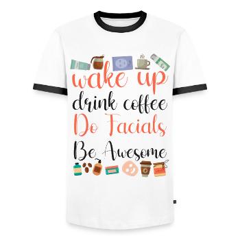 Cute Esthetician Skincare - Men's Ringer Shirt - white/black - Front - AI Model Female 172 light (172cm) & AI Model Male 178 dark (178cm)