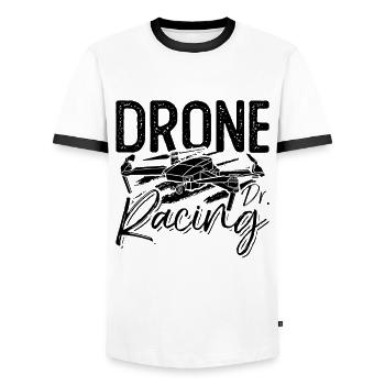Drone Racing Dr. Drone Pilot Fpv Race Drone Racer - T-shirt contrasté Homme - blanc/noir - Devant - AI Model Female 172 light (172cm) & AI Model Male 178 dark (178cm)